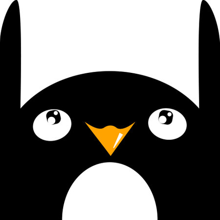 Cute and cuddly cartoon penguin raising its wings over its head. Vector illustration for children and babiesのイラスト素材