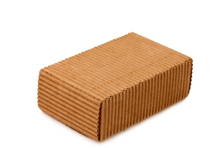 Corrugated paper box isolated on white backgroundの写真素材