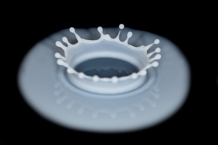 milk drop on black backgroundの写真素材