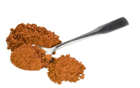 Cocoa powder isolated on white backgroundの写真素材
