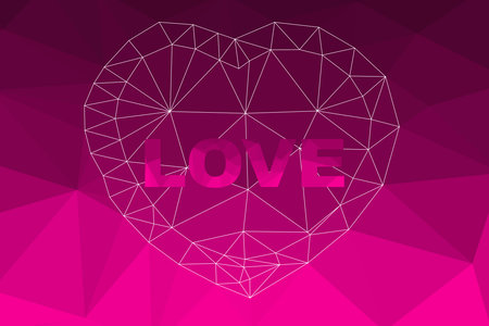 The illustration Love Pink color and Heart polygon Background design.のイラスト素材