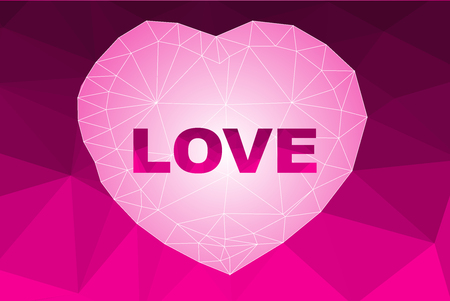 The illustration Love Pink color and Heart polygon Background design.のイラスト素材
