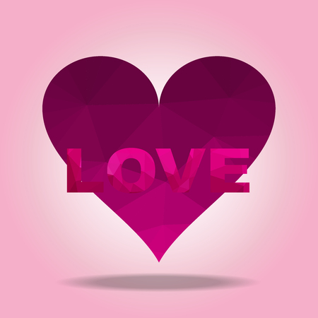 The illustration Love Pink color and Heart polygon Background design.のイラスト素材