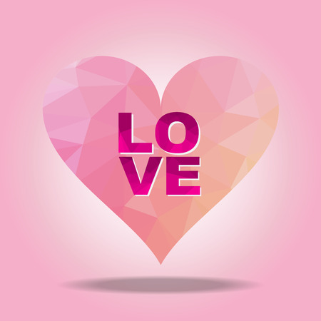 The illustration Love Pink color and Heart polygon Background design.のイラスト素材