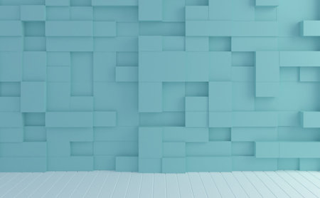 Abstract image box random levels wall pastel color background.