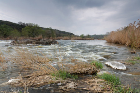 Rapid stream of Yuzhnyi Buh river near village Myhiia. Ukraineの写真素材
