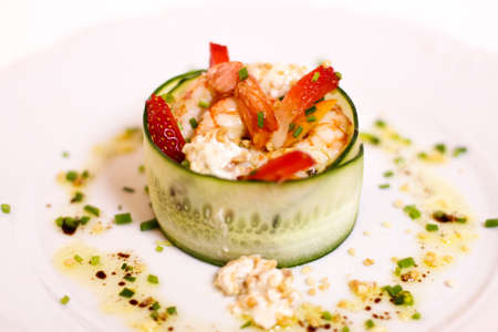 Salpicon delicious fresh seafood based olives and peppers Spainの写真素材