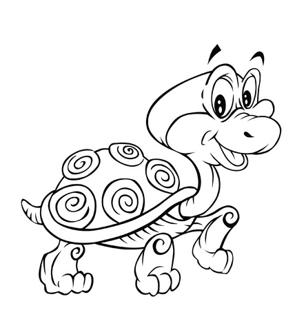 Black and white Turtle Cartoonのイラスト素材