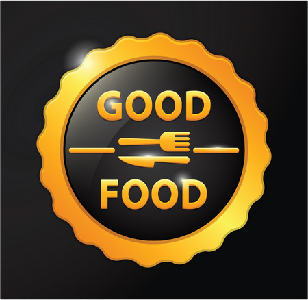 good food golden badgeのイラスト素材