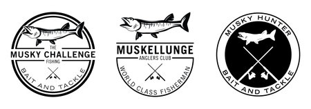 Fishing fish label Musky fishのイラスト素材