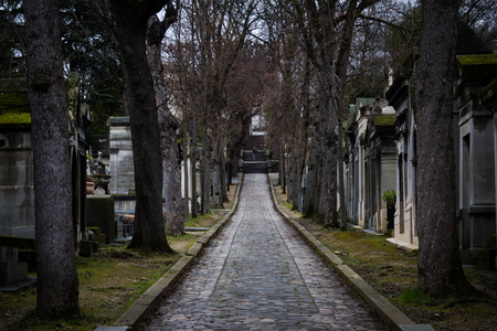 Road at the Pere-lachaise cemeteryの写真素材