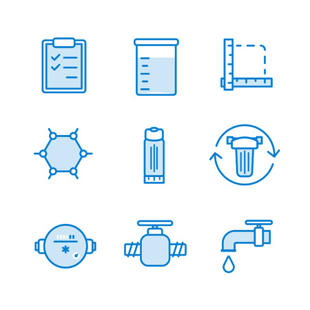 Water Filter Filled Icon Set, Measure, Formula Plumbingの写真素材