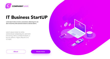 Financial Business isometrics banner with infographics illustrationsの写真素材