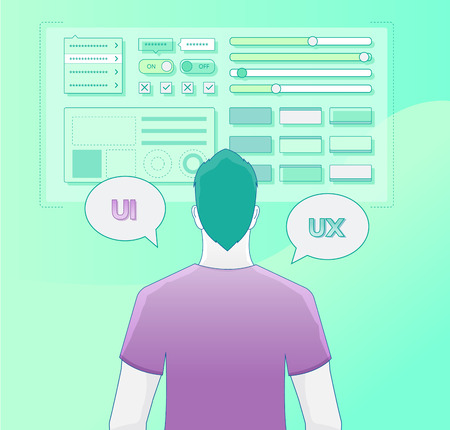 Design Thinking Process, User Interface, User Experienceのイラスト素材