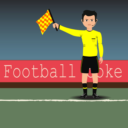 Assistant Referees with flag on the soccer match.のイラスト素材