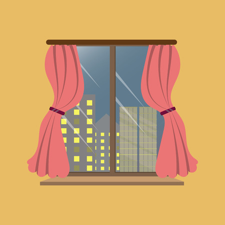 Room with a city view and skyscrapersのイラスト素材
