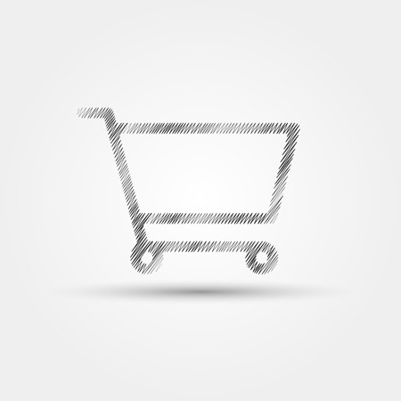shopping trolley scribble vector on a grey backgroundのイラスト素材