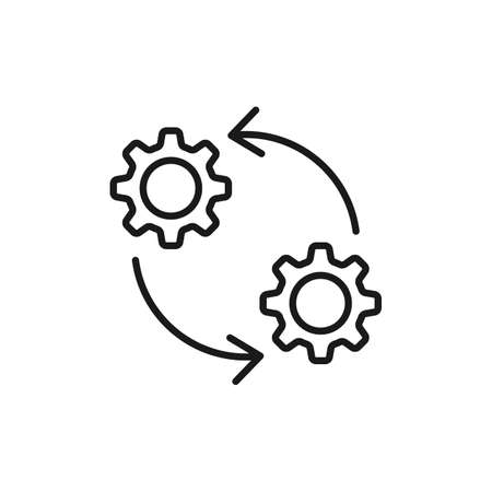 Agile process line icon. Development and improvement. Fast integration process. Gear, arrow or circle. Vector linear icon illustrationのイラスト素材