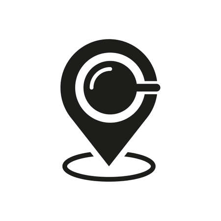 Search internet web with magnifying glass locator. Location PinPoint vector iconのイラスト素材