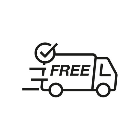 Fast & free shipping delivery truck flat vector iconのイラスト素材