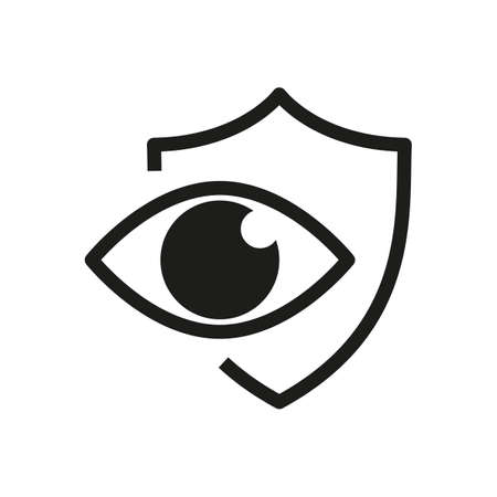 Shield with eyes icon. Eye protection vector. Safety sign eye protection. Preservation vision.のイラスト素材