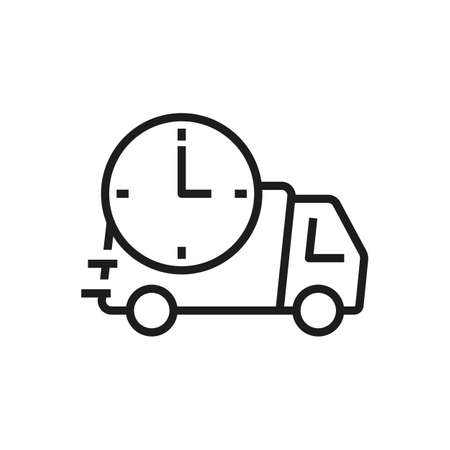 Truck delivery time icon. Outline truck delivery time vectorのイラスト素材