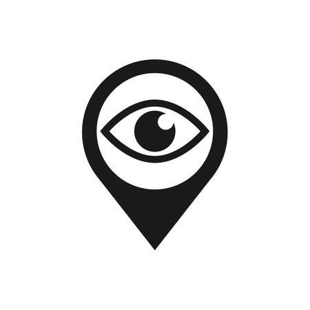 Gps eye icon, eye point Location and Map vectorのイラスト素材