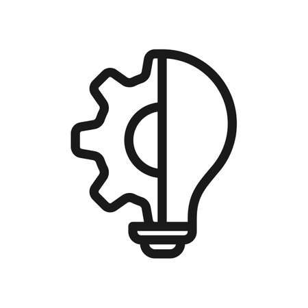 Vector innovation icon. Light bulb and cog inside. Idea sign, solution, thinking concept.のイラスト素材