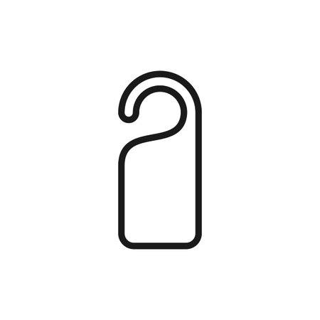 Door hanger line icon vector. Door label hanging outline vector illustrationのイラスト素材