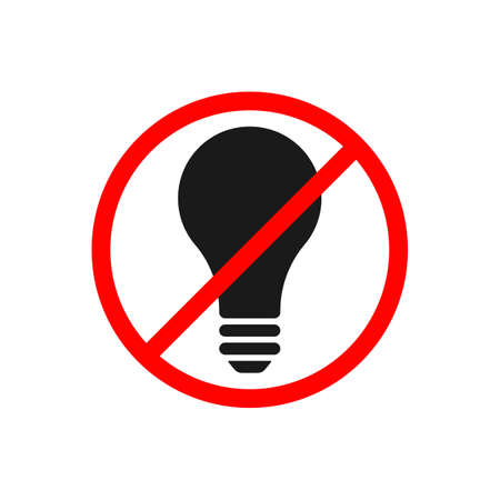 Light bulb No, Ban or Stop signs. light lamp iconsのイラスト素材