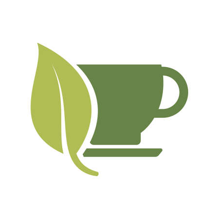 Green tea logo icon. Cup and green leaves vector illustration Green tea logo icon. Cup and green leaves vector illustrationのイラスト素材