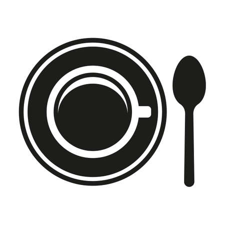 Coffee cup top view icon. Tea cup and saucer simple style sign.のイラスト素材