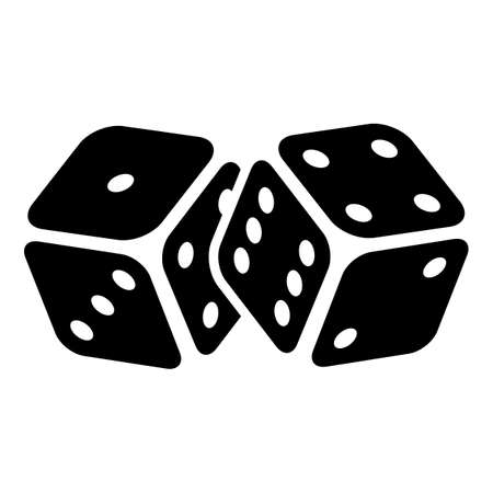 Two Black Dice Cubes on White Background. icon Vector illustration. Two dice to gamble for casino apps and websitesのイラスト素材