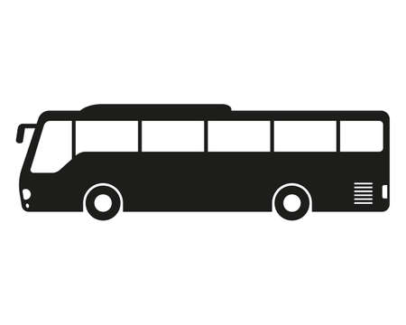 Side Bus icon. Public transport symbol. Automobile side view. Vector illustration isolated on white.のイラスト素材