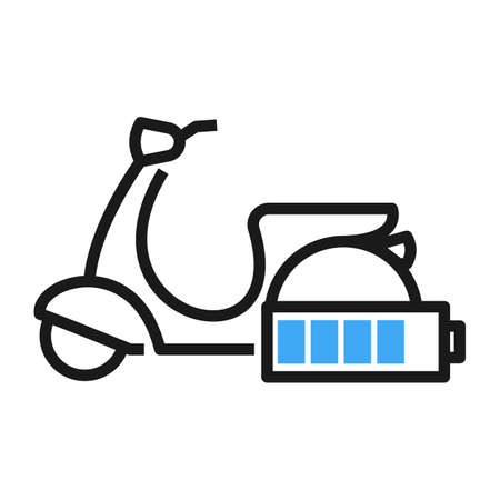 Electric scooter sign. Battery powered moped. E scooter line icon. Environmentally friendly delivery. Zero emission transportation Vector illustrationのイラスト素材