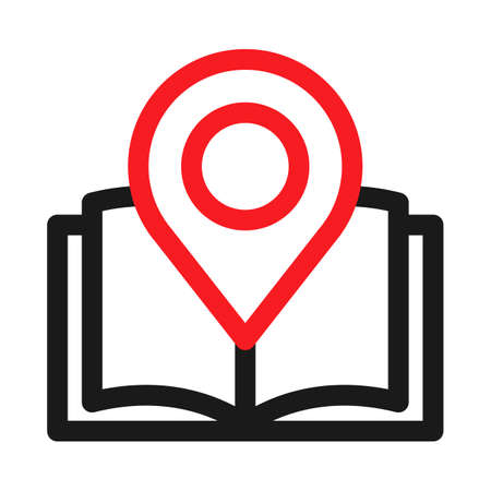 Map pin book logo template, library location icon design, book store pointer symbol Vectorのイラスト素材