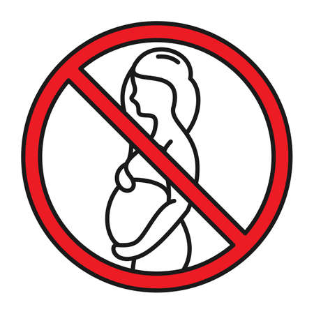 Forbidden sign Pregnancy is prohibited. No pregnant vector illustrationのイラスト素材
