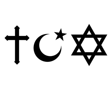 Christianity, Islam and Judaism icon. world religions vector symbol illustration