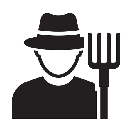 Farmer Avatar and Pitchfork icon. Farm concept vector illustrationのイラスト素材