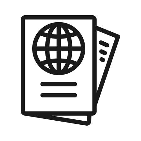 Passport line or outline icon. Personal document symbol. Travel concept vector illustrationのイラスト素材
