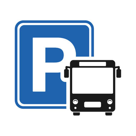 Bus parking icon. blue parking vector illustrationのイラスト素材
