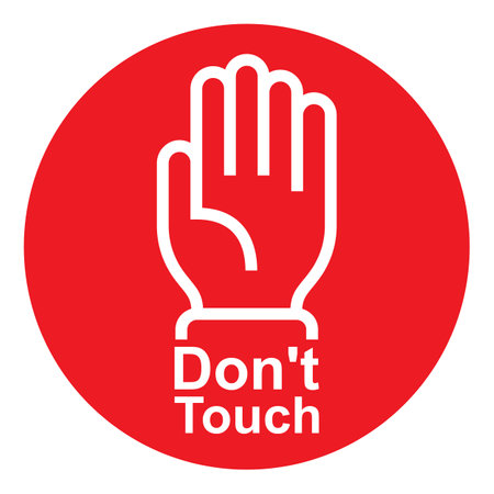 Do not touch hand icon. Stop or forbidden sign vector illustrationのイラスト素材