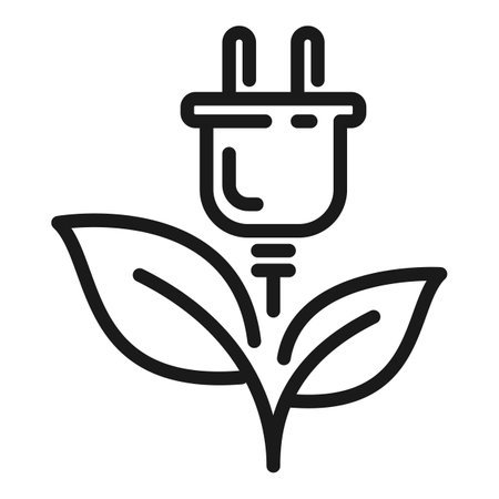 Eco plug and leaf line icon. Zero emission concept vector illustrationのイラスト素材