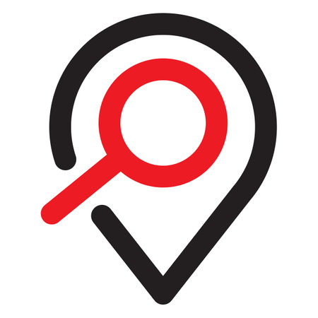 Pin search and Search internet icon. Magnifying glass locator vector illustration.のイラスト素材