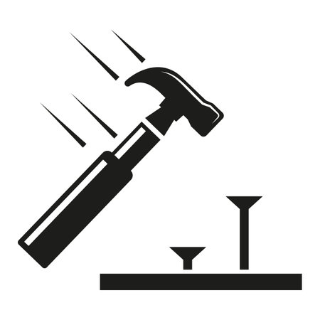Hammer beat to nail icon. Repair tool symbol vector illustration.のイラスト素材