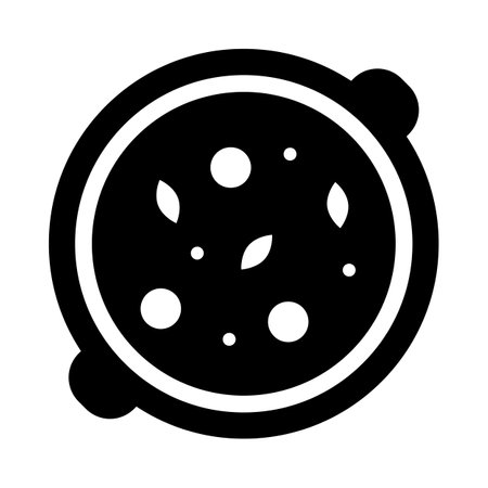 Soup meal, hot food icon. Top view Soup Dish Spoon Minimalist vector illustrationのイラスト素材