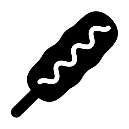 Corn dog or Sausage in the dough icon. Corndog symbol vector illustration.のイラスト素材