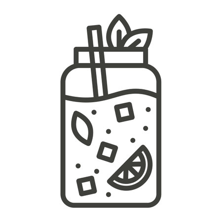 Cocktail Mojito simple line icon. Drinks concept vector illustration.のイラスト素材
