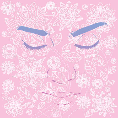 beautiful girl and flower streak illustration can be used as an illustration and can decorate many pieces and additionally edit the colors according to your imaginationのイラスト素材