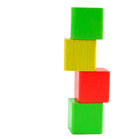 Wooden toy blocks isolated on white backgroundの写真素材